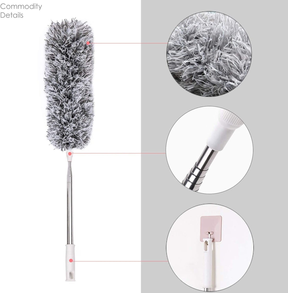 Microfiber Long Reach Fan Duster – 100-Inch Extendable Pole | Washable & Reusable
