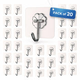 Self-Adhesive Wall Hooks – Pack of 20 | Stainless Steel Utility Hooks