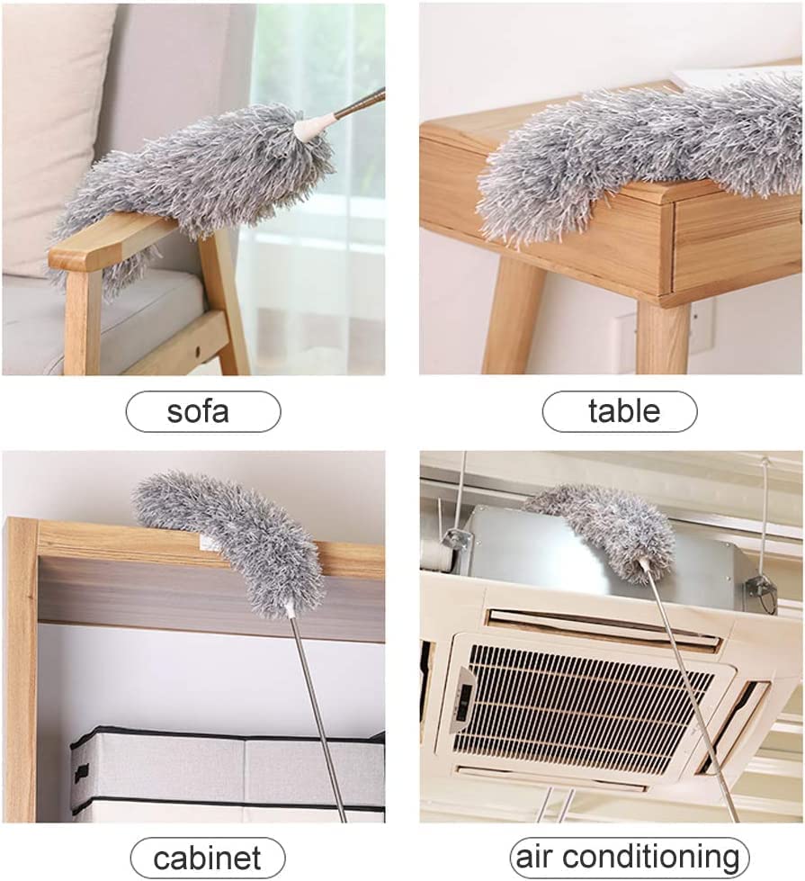 Microfiber Long Reach Fan Duster – 100-Inch Extendable Pole | Washable & Reusable