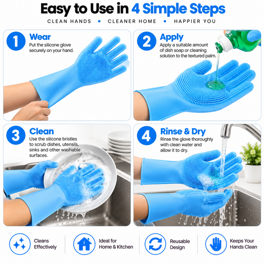 Silicone Cleaning Gloves – Reusable Scrub Gloves