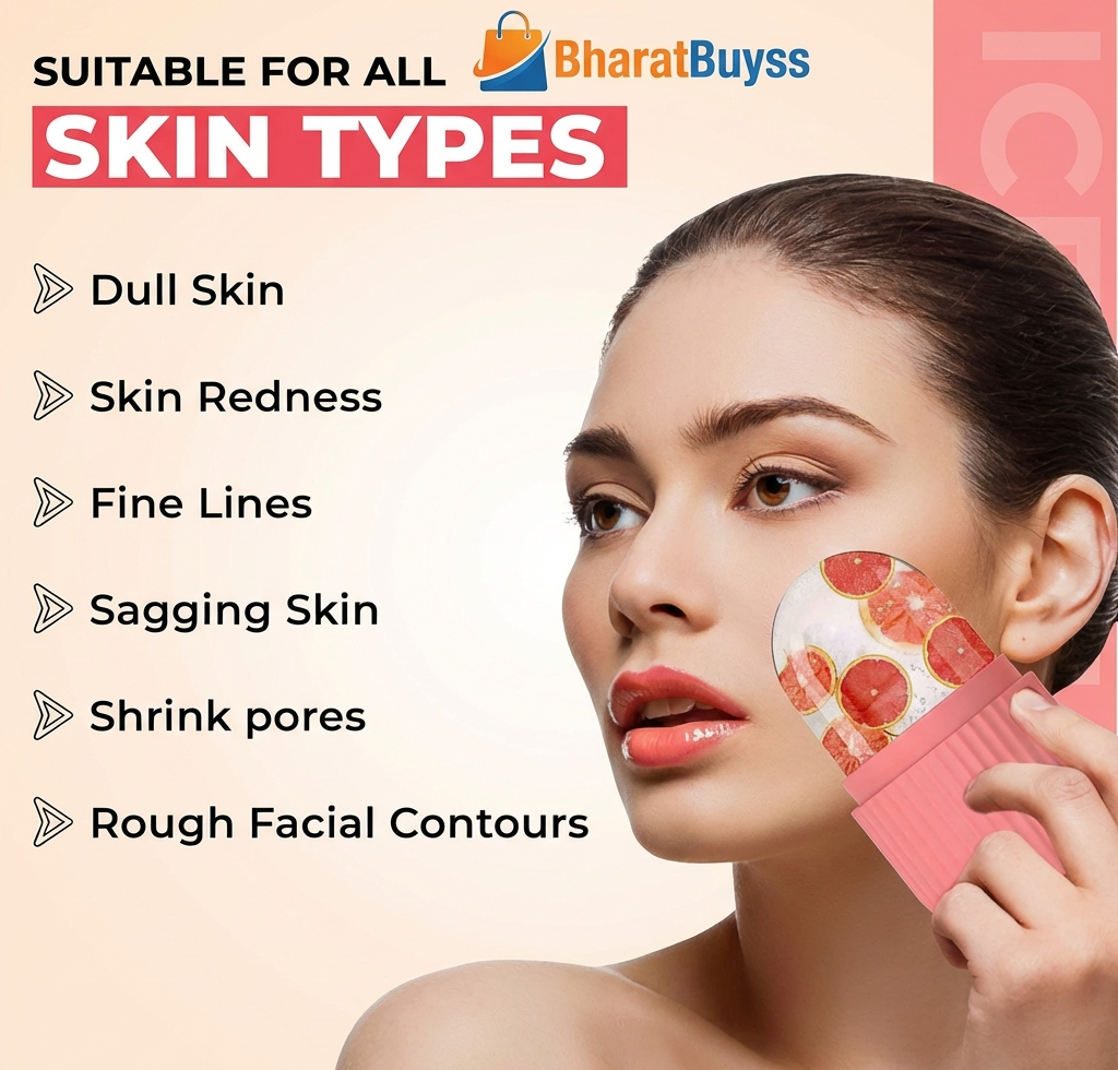 Beauty Ice Face Roller for Glowing Skin  | Reusable Silicone Facial Ice Roller | Reduces Puffiness, Dark Circles & Acne